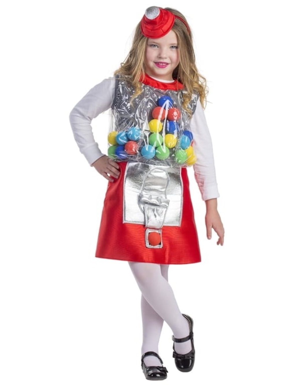 Girl Chasing Fireflies Red Bubble Gum Machine Halloween Costume Size 10/12